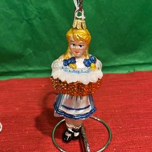 Handmade glass blown Bavarian waitress ornament